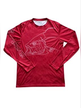 Columbia PFG Small Red Long Sleeve Performance Fishing Gear Sun Shirt